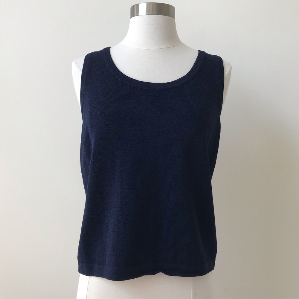 St. John Sport Navy Sleeveless Santana Knit Tank